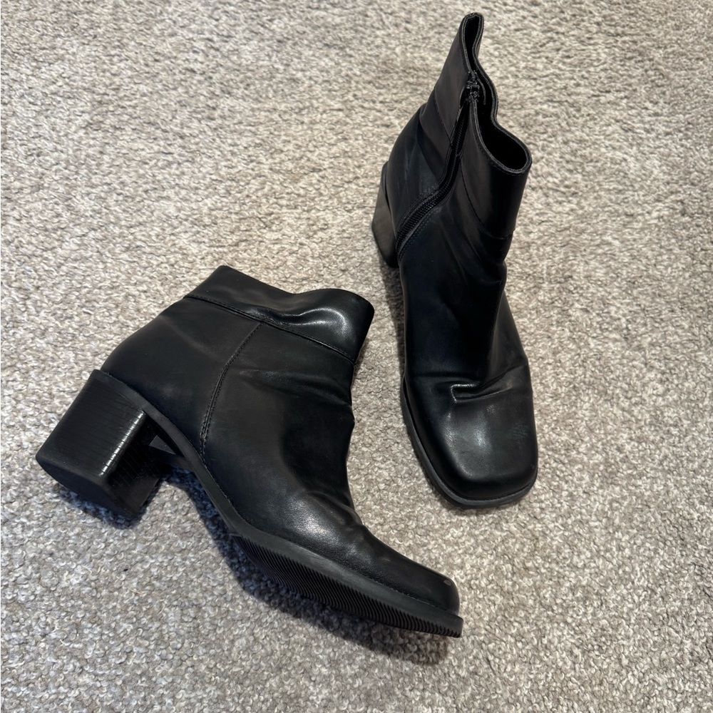 Elegant Black Faux Leather Ankle Boots